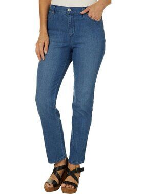Gloria Vanderbilt Amanda High Rise Straight-Leg Jeans Petite Size 14P Blue SALE